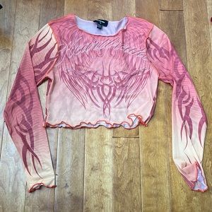 Heartbreaker flame fire sheer crop top Dollskill